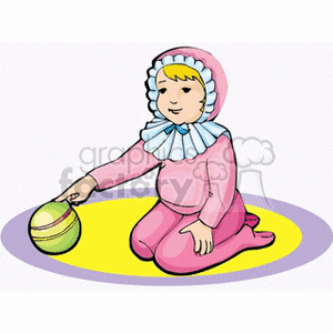 A baby girl playing with a ball