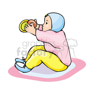 Little baby playing with toys clipart. Commercial use image # 158840