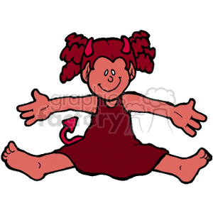 A Devil Looking Girl Happy Sitting in the Splits clipart. Royalty-free image # 158865