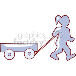 silhouette of a girl pulling a wagon clipart. Royalty-free image # 158954