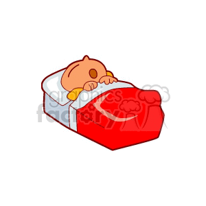 A baby in bed snoring clipart.
