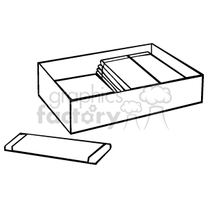 A black and white box of chewing gum with one laying on the table clipart.