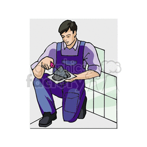 Cartoon tile worker clipart. Commercial use image # 159951