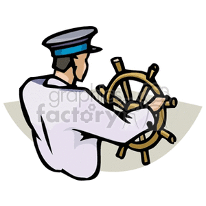 Cartoon man steering a boat  clipart.