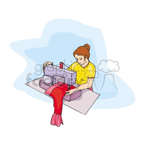 lady sewing outdoor clipart. Royalty-free image # 160347