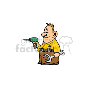 handyman tool tools carpenter carpenters drill drills drilling wrench wrenches landlord man guy people construction  ss_handyman015.gif Clip Art People Occupations mechanic