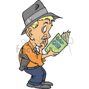 A Private Investigator Looking at a Cold Case clipart. Commercial use image # 161588