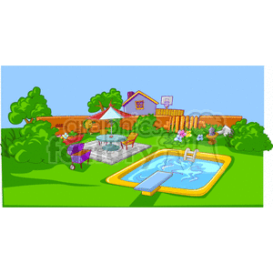 backyard pool pools yards real+estate house houses home Clip+Art Places Buildings summer