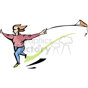A little girl running with her kite clipart. Royalty-free image # 163832