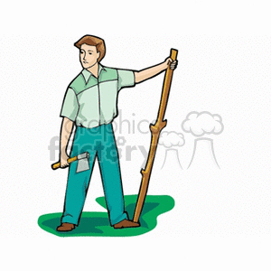 A boy chopping a branch clipart. Commercial use image # 163844