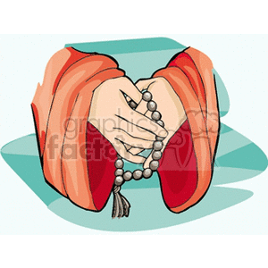 Hands with a rosary clipart. Commercial use image # 164491