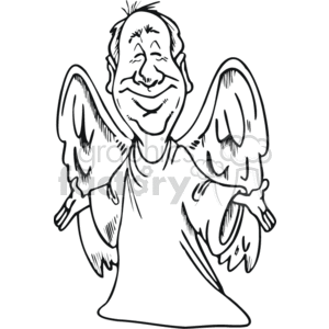 clipart - A black and white man angel with outstretched arms.