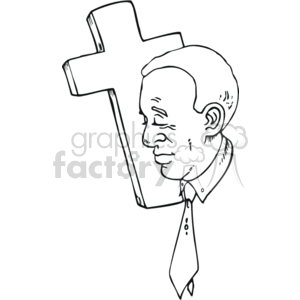 Man's face next to a cross