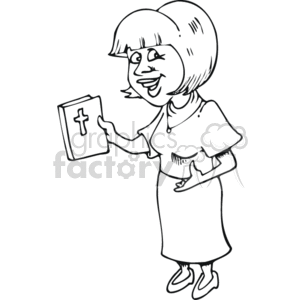 woman holding a bible clipart.