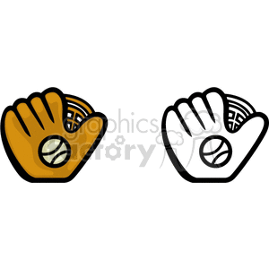   baseball baseballs glove gloves  BSS0124.gif Clip Art Sports Baseball black white