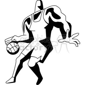 black and white basketball player clipart. Commercial use image # 168525