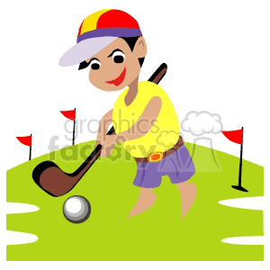 Golfer with a golf club and ball clipart.