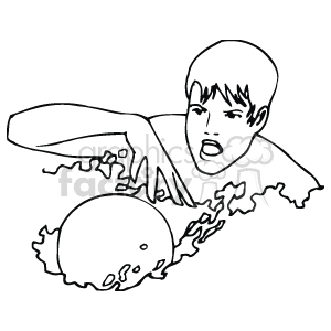 Black and white water polo player clipart.