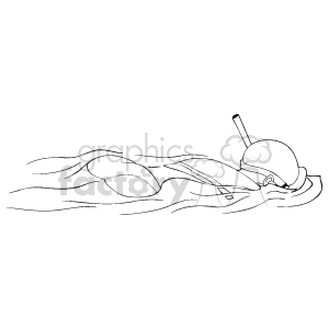 black and white image of girl  snorkeling  clipart.