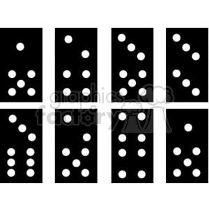 The clipart image shows a set of dominoes arranged in a line. Each domino has two squares with dots on them,