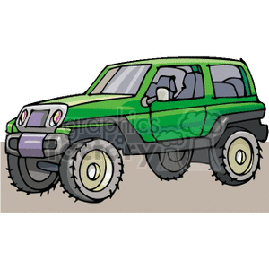 clipart - Green truck with large tires.