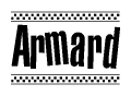 The clipart image displays the text Armard in a bold, stylized font. It is enclosed in a rectangular border with a checkerboard pattern running below and above the text, similar to a finish line in racing. 