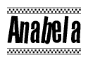 The clipart image displays the text Anabela in a bold, stylized font. It is enclosed in a rectangular border with a checkerboard pattern running below and above the text, similar to a finish line in racing. 