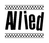 The image contains the text Allied in a bold, stylized font, with a checkered flag pattern bordering the top and bottom of the text.