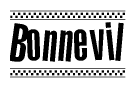 The clipart image displays the text Bonnevil in a bold, stylized font. It is enclosed in a rectangular border with a checkerboard pattern running below and above the text, similar to a finish line in racing. 