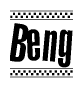 The image contains the text Beng in a bold, stylized font, with a checkered flag pattern bordering the top and bottom of the text.