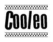 The image contains the text Cooleo in a bold, stylized font, with a checkered flag pattern bordering the top and bottom of the text.