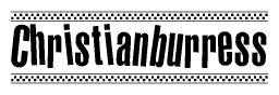The clipart image displays the text Christianburress in a bold, stylized font. It is enclosed in a rectangular border with a checkerboard pattern running below and above the text, similar to a finish line in racing. 