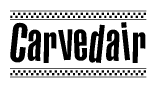 The clipart image displays the text Carvedair in a bold, stylized font. It is enclosed in a rectangular border with a checkerboard pattern running below and above the text, similar to a finish line in racing. 