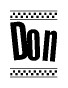The clipart image displays the text Don in a bold, stylized font. It is enclosed in a rectangular border with a checkerboard pattern running below and above the text, similar to a finish line in racing. 