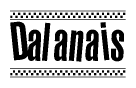 The clipart image displays the text Dalanais in a bold, stylized font. It is enclosed in a rectangular border with a checkerboard pattern running below and above the text, similar to a finish line in racing. 