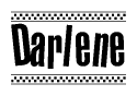 The image contains the text Darlene in a bold, stylized font, with a checkered flag pattern bordering the top and bottom of the text.