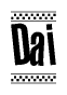 The image contains the text Dai in a bold, stylized font, with a checkered flag pattern bordering the top and bottom of the text.