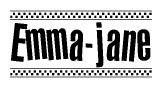 The clipart image displays the text Emma-jane in a bold, stylized font. It is enclosed in a rectangular border with a checkerboard pattern running below and above the text, similar to a finish line in racing. 