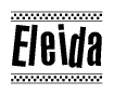 The image contains the text Eleida in a bold, stylized font, with a checkered flag pattern bordering the top and bottom of the text.