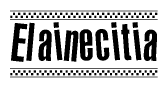The image contains the text Elainecitia in a bold, stylized font, with a checkered flag pattern bordering the top and bottom of the text.