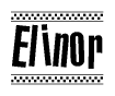 The clipart image displays the text Elinor in a bold, stylized font. It is enclosed in a rectangular border with a checkerboard pattern running below and above the text, similar to a finish line in racing. 