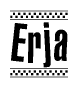The clipart image displays the text Erja in a bold, stylized font. It is enclosed in a rectangular border with a checkerboard pattern running below and above the text, similar to a finish line in racing. 