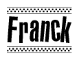 The clipart image displays the text Franck in a bold, stylized font. It is enclosed in a rectangular border with a checkerboard pattern running below and above the text, similar to a finish line in racing. 