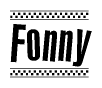 The clipart image displays the text Fonny in a bold, stylized font. It is enclosed in a rectangular border with a checkerboard pattern running below and above the text, similar to a finish line in racing. 