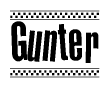 The image contains the text Gunter in a bold, stylized font, with a checkered flag pattern bordering the top and bottom of the text.