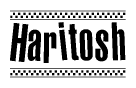 The clipart image displays the text Haritosh in a bold, stylized font. It is enclosed in a rectangular border with a checkerboard pattern running below and above the text, similar to a finish line in racing. 