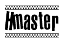 The image contains the text Hmaster in a bold, stylized font, with a checkered flag pattern bordering the top and bottom of the text.