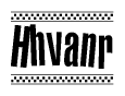 The clipart image displays the text Hhvanr in a bold, stylized font. It is enclosed in a rectangular border with a checkerboard pattern running below and above the text, similar to a finish line in racing. 