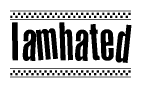The clipart image displays the text Iamhated in a bold, stylized font. It is enclosed in a rectangular border with a checkerboard pattern running below and above the text, similar to a finish line in racing. 