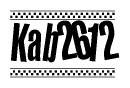 The clipart image displays the text Kab2612 in a bold, stylized font. It is enclosed in a rectangular border with a checkerboard pattern running below and above the text, similar to a finish line in racing. 